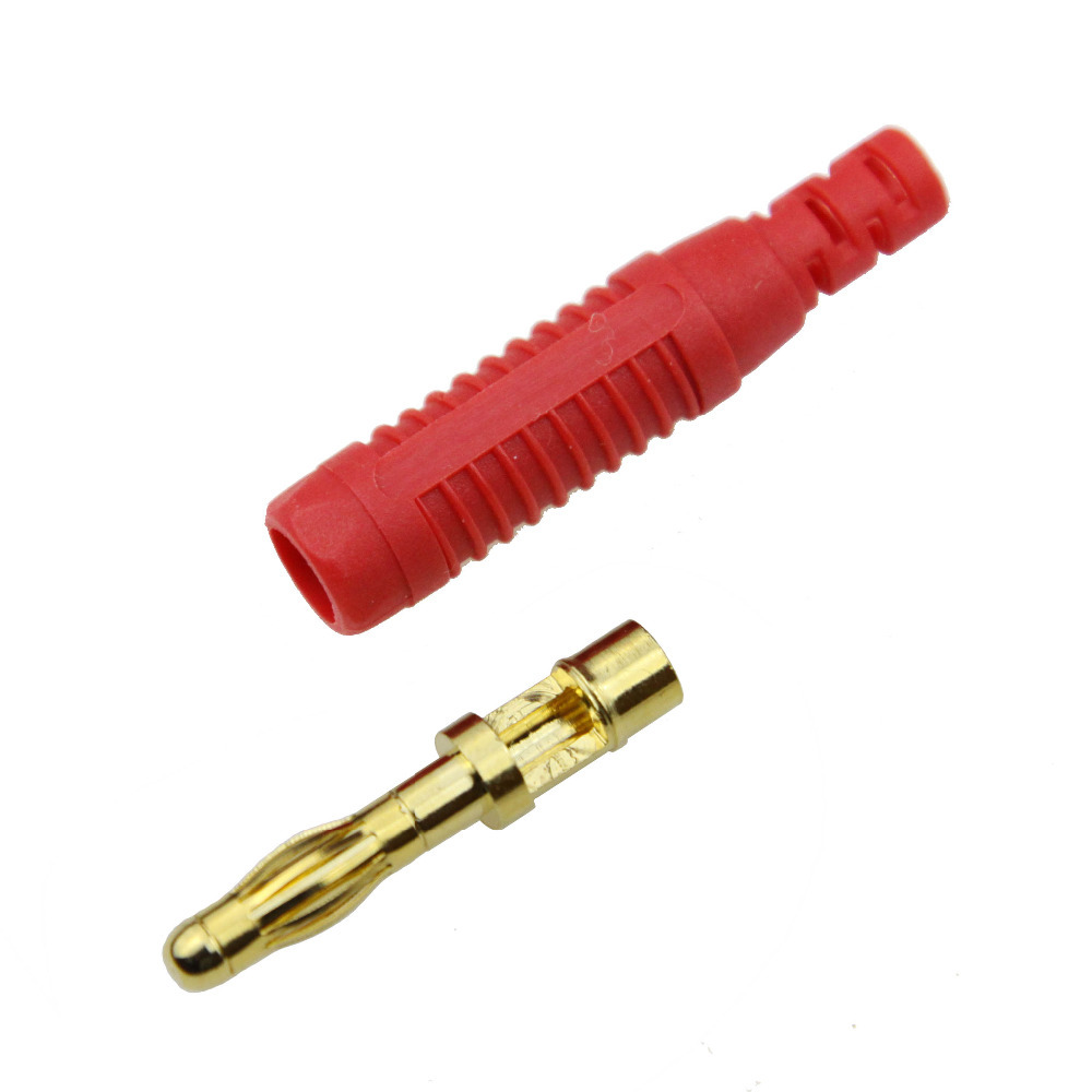 BP4422g Gold plated Unshrouded 4mm male inline banana Plug solder