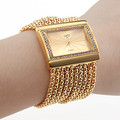Fashion High Quality Women Rhinestone Watches Gold With Crystal Alloy Quartz Watch Adjustable Wristwatch