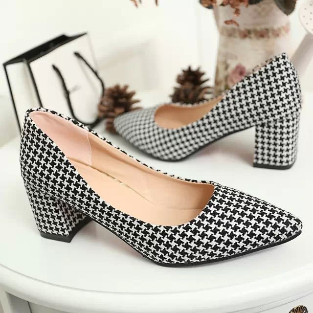 houndstooth slip on shoes