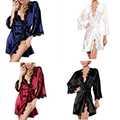 4 Colors Hot new Luxury Women sexy Nightwear Satin Lingerie Intimate night Gown Robe Kimono Sleepwear