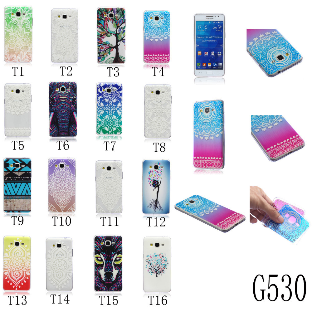 For Samsung Galaxy Grand Prime Case Colorful Flower Painting TPU