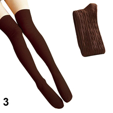 New 2015 Colleage Style Cotton Blends Women Girls Knit Over Knee Stockings Autumn 694L