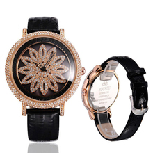 Nouvelles 2015 de lujo Marche Famose Vrouwen cuero genuino de la correa giratoria Orologio mujeres Floral relojes para mujeres brillante reloj