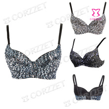 917 New 2014 Fashion Women Brassiere Sexy Sequins Exotic Silver Club Bra party prom dance lingerie underwear bras S M L XL XXL