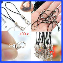 N94 Dropshipping Black 100pcs Cellphone Lanyards Charm Strap Cords Lariat Clip With Lobster Clasp WholesaleFree Shipping