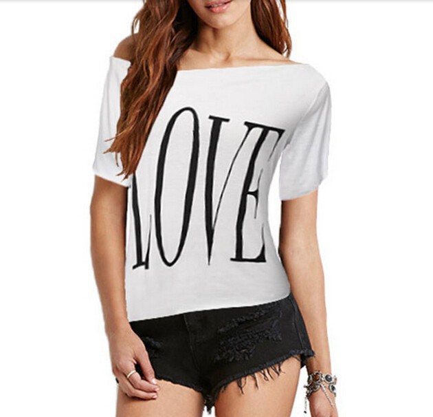 2015 summer casual women t shirt women tops print tee cotton letter women\'s T-shirts short sleeve love tshirt camiseta feminina (8)