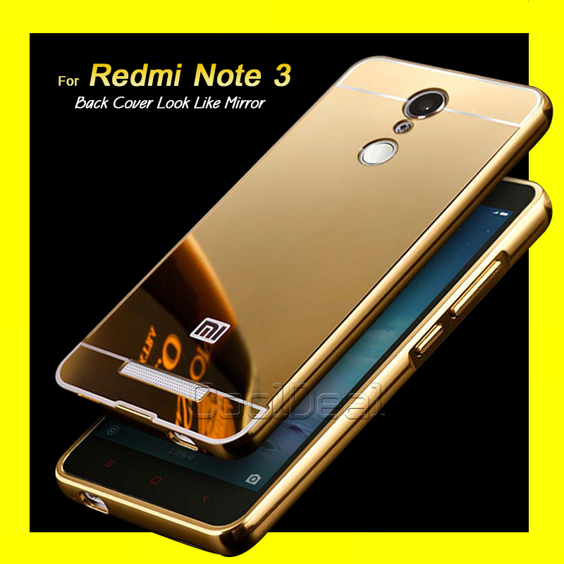 For Xiaomi Redmi Note 3 Ultra Slim Bling Metal Aluminum Alloy Frame Mirror Acrylic Plastic Back Cover Case For Hongmi Note3