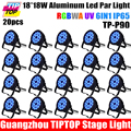 Freeshipping 20 Pack Professional 18 18W 6in1 RGBW Amber UV Flat Dmx 512 Led Par Light