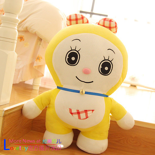 Фотография middle plush yellow doraemon toy lovely cartoon doraemon sister doll gift about 60cm