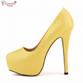 Blue Yellow Office Lady Platform Women Shoes High Heels Ladies Red Wedding Pumps 2016 New Brand