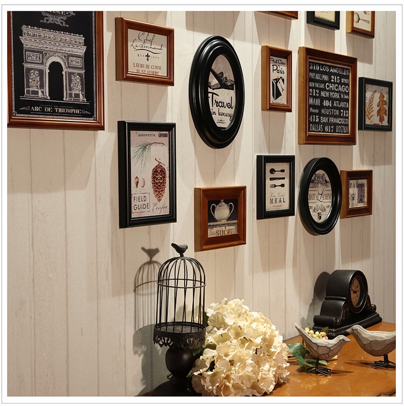 Modern 16pcs Lot Black Coffee White Wood Photo Frame Art Home