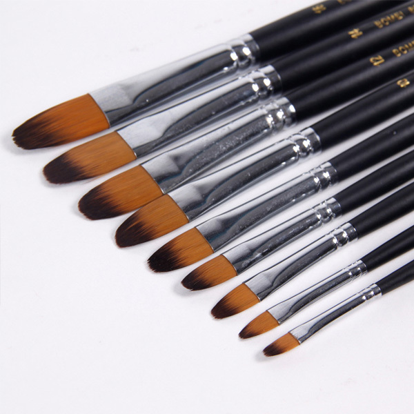 9pcs Set Painting Brush Oil Paint Nylon Water Color Painting Brush Acrylics Art for Supplies Stationery