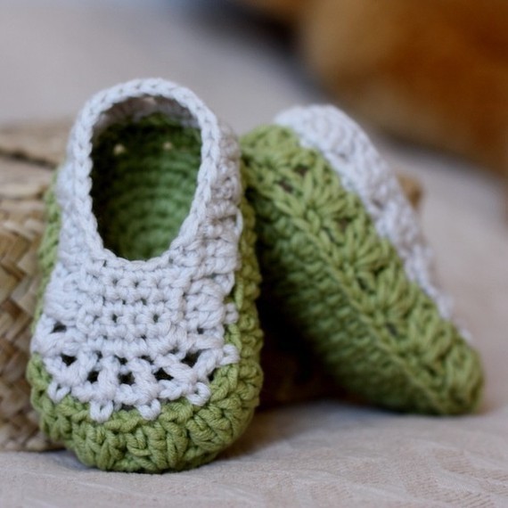 KeeBaby Crochet Baby Booties Newborn Sandals Handmade Shoes Green