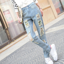 2016 New Fashion Summer Style Women Jeans ripped Holes Harem Pants Jeans Slim vintage boyfriend jeans for women