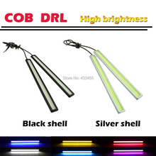 Ultra Bright 12V 12W Daytime Running Lights 17cm Length Daylight COB Car LED DRL Day time lamp Waterproof Silver Frame 2pcs/pair