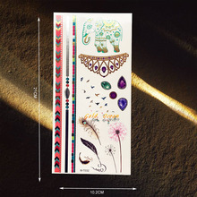 Hot Gem Designs Waterproof Metallic Temporary Tattoo Dandelion Women Jewerly Pendants Tattoo Stickers GGMT032 Sexy Gold Elephant