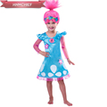 2017 New Girls Trolls Costume Dress Children Trolls Poppy Party Clothes For Kids Costumes Summer Princess
