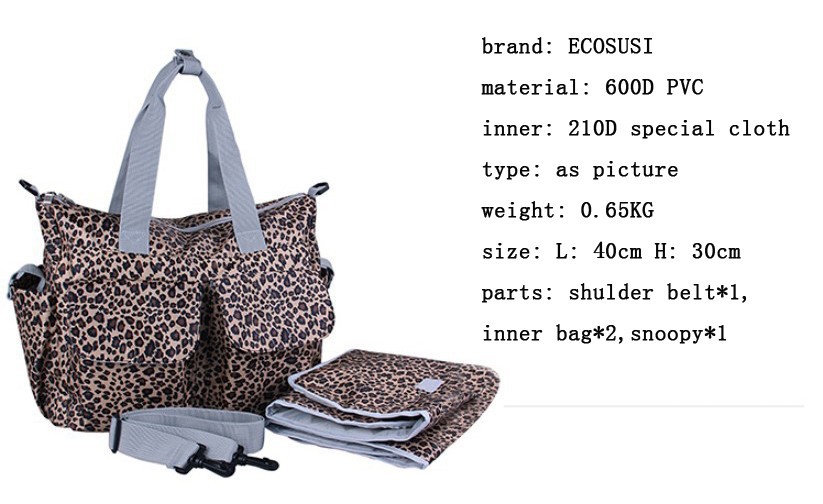 3 colors Fashion mummy bags high capacity polyester leopard pattern waterproof nappy bag for baby multifunction diaper bags (7)