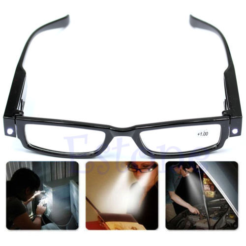 Free shiping Multi Strength LED Reading Glasses Eyeglass Spectacle Diopter Magnifier Light UP