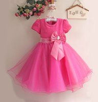 Chirstmas Kids Girl Dress Hot Pink Children Party Dress 6pcs/LOT Wholesale Infant Garmemt GD11116-01H^^EI