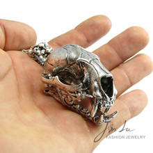 Fashion Big Animal Skull Head Pendant Vintage Awesome Jewelry Smilodon Skull Pendant Necklace Free Shipping