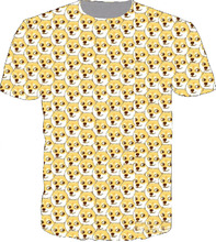 2015 New Fashion short sleeve women/men 3d t shirt funny corgi squint print cartoon t-shirt camisetas plus size Free shipping
