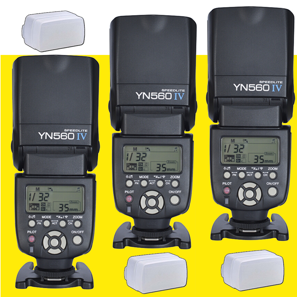3 x Yongnuo YN560 IV Wireless Master Slave Flash Speedlite for Canon Nikon Pentax Olympus Fujifilm Update of YN560 II YN560 III