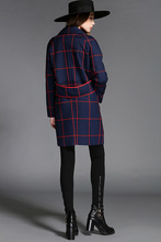 2015 European New Winter Big Red Plaid Jacket Lapel Covered Button Coat