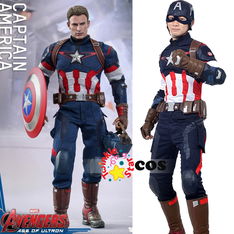 2015 Halloween Costumes for adult men Avengers Ultron Captain America Cosplay Costume superhero Steve Captain America costume