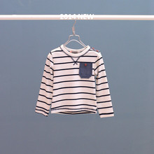 Navy style stripe long-sleeve cotton child long-sleeve T-shirt 2 3 4 – – – – – 5 6 7 – 8 – 9 male child basic shirt