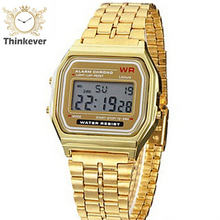 2016 Square Hot Sale Steel Glass Quartz Paper New For Lightning-harajuku Group Of American Vintage Watch Plated Led Wrist