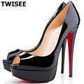 Free shipping 13cm ultra high heel women s pumps platform Patent Leather women shoes ladies sandals