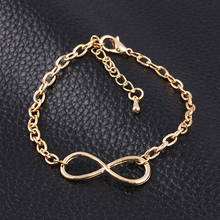 New Fashion Popular Plating Gold Metal Cross Infinite Bracelet & Bangle Charm chain bracelets Jewelry Wholesale For Women M16
