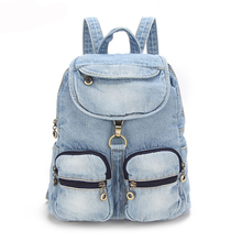 Newest style bardian denim sports backpack with zipper pocket,,jeans student backpack