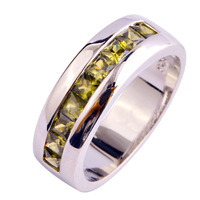 Jewelry 2015 Resplendent Olive Green Peridot 925 Silver Fashion Ring Size 7 8 9 10 For Free Shipping Wholesale