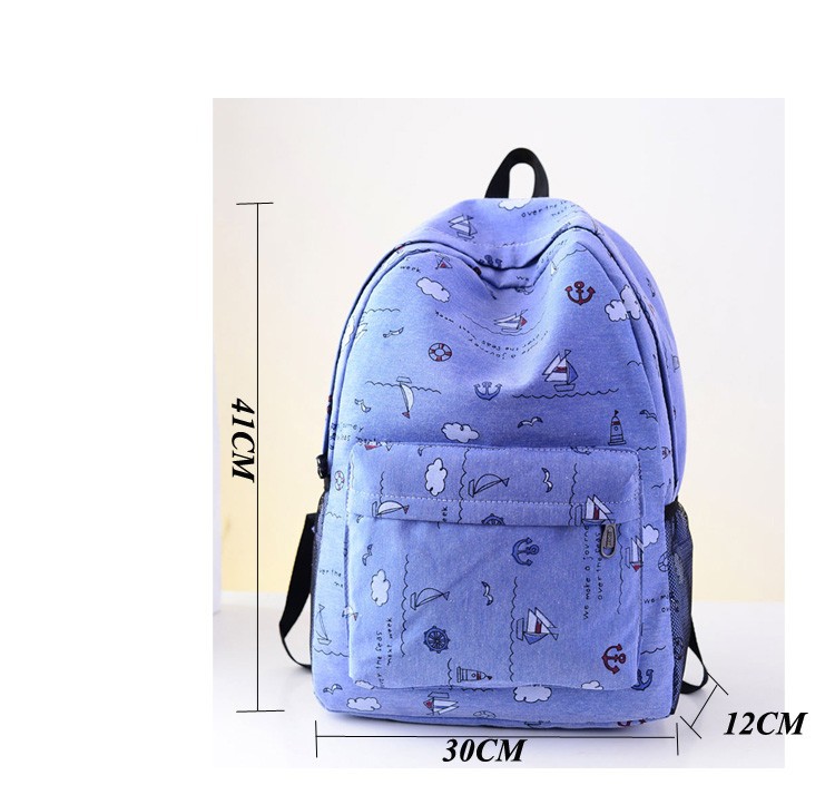 Backpack 2015 New Fashion Cartoon Printed Canvas Leisure Travel Big Capacity School Backpack Free Shipping14