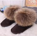 New women s boots Suede leather fox fur boots snow boots fur fashion Nubuck Leather women