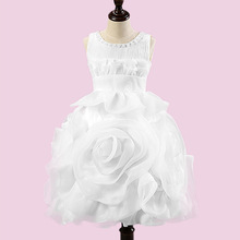 Girls Dress Children s Princess Dresses 3D Roses Three Quarter Wedding Kids Dress for Girl 2016