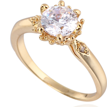 2014 New Arrival Real 18K Gold Plated Classic Round Wedding Ring With Austrian Crystals CZ Diamond