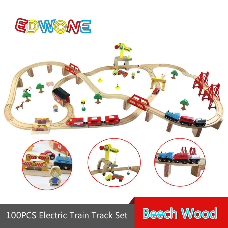 wooden train set electric engine