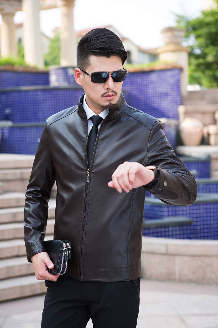 2016 new slim faux leather jacket men thin jackets and coats