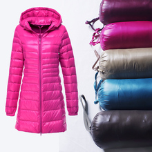 Women’s winter with a hood down coat plus size thin slim medium-long female outerwear 6806