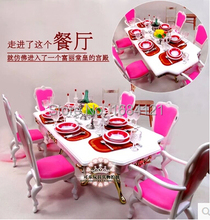 New Christmas gift play house toys for children furniture for doll Dinner Room Set for barbie doll,accessories for barbie