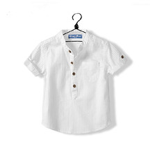 2015 Summer Style Children’s clothing Kids cotton short-sleeve Shirts Boys top tee stand collar clothes Garcon blouse