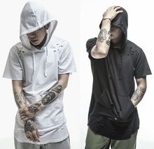 2015 hip hop fashion HBA hoodie Kanye West split pullover men hoodies short sleeve Hole hooded sweatshirt moletom masculino