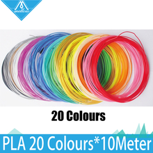 20rolls/lot 10M 3D Printer PLA Filament samples 1.75mm 20 colours Accuracy +/- 0.05mm MakerBot/RepRap/UP/Mendel/3D Pen