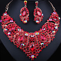 Free Shipping Fashion Trendy nigerian wedding African Beads Jewelry Sets Crystal Necklace Set Party Wedding Dubai