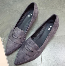 2016 Summer Fashion Women Casual Shoes Slip On Pointed Toe Shoes Suede Square Heel Shoes Plus Size 41 Black Red Gray SF067