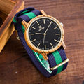 UWOOD Luxury Brand Natural Zebra Sandal Wood Nylon Band Wristwatch Japan Imported Movement Wood Dress Watch