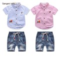 Retail children casual dress shirt boys summer clothes jeans two sets of clothing suits boys